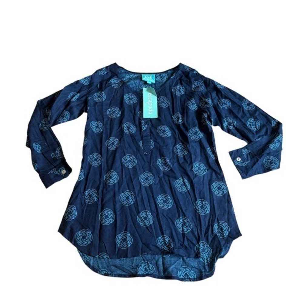 Escapada Living Mindy Top in Navy Ocean Blue Medallion | Size Small | NWT